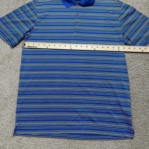 Nike Golf Dri-Fit Blue White Striped Blend Golf Polo Shirt Mens Size Medium - Picture 7 of 7